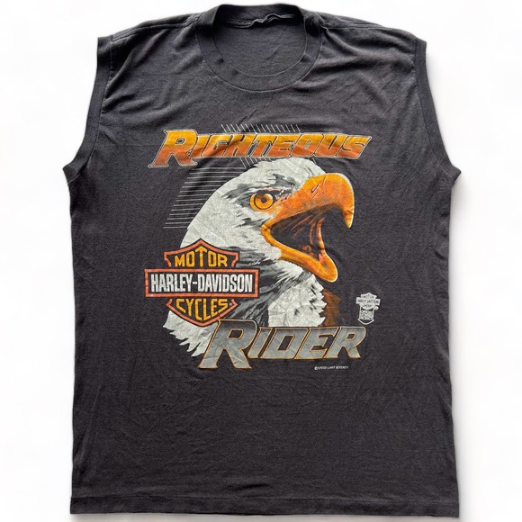 Harley-Davidson Other - Vintage 80s Righteous Rider Harley Davidson Sleeveless Shirt Single Stitch XL